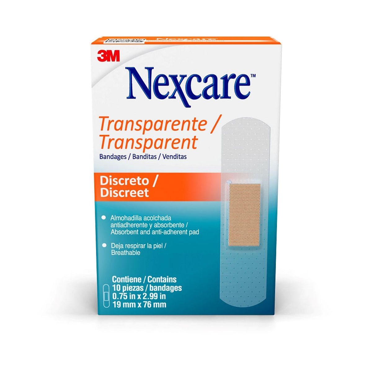 NEXCARE - Curas Nexcare Transparente 19 X 76mm X 10Und