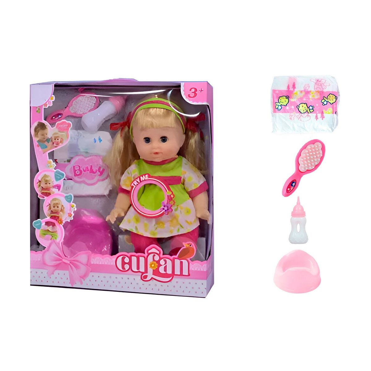 GENERICO - Muñeco Bebe Flor Fucsia Pañal Vacinilla Juguete Niñas