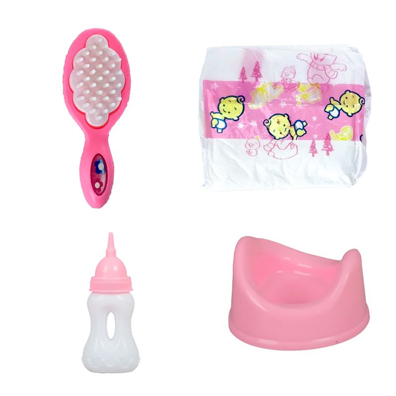 GENERICO - Muñeco Bebe Vestido Rojo Pañal Vacinilla Juguete Niñas