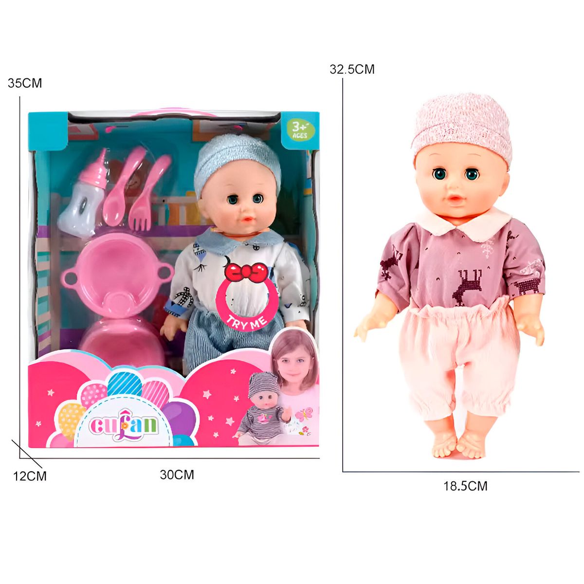 GENERICO - Muñeco Bebe Tetero Utencilios Vacinilla Juguete Interactivo