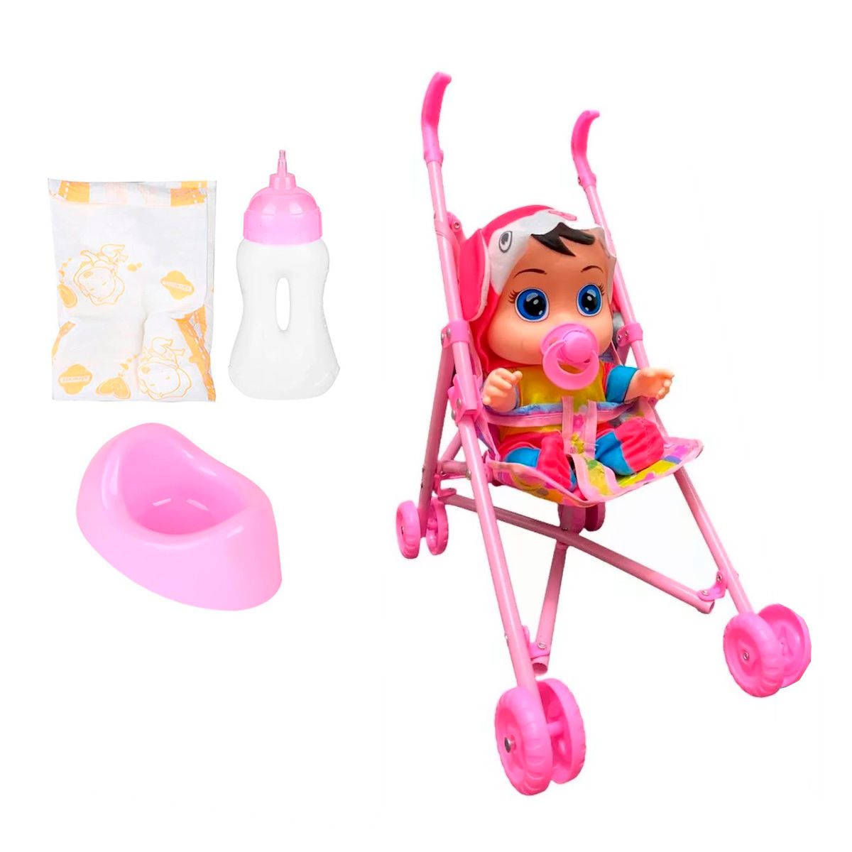 GENERICO - Muñeca Bebes Llorones Con Sonidos Coche Tetero Juguete Niñas