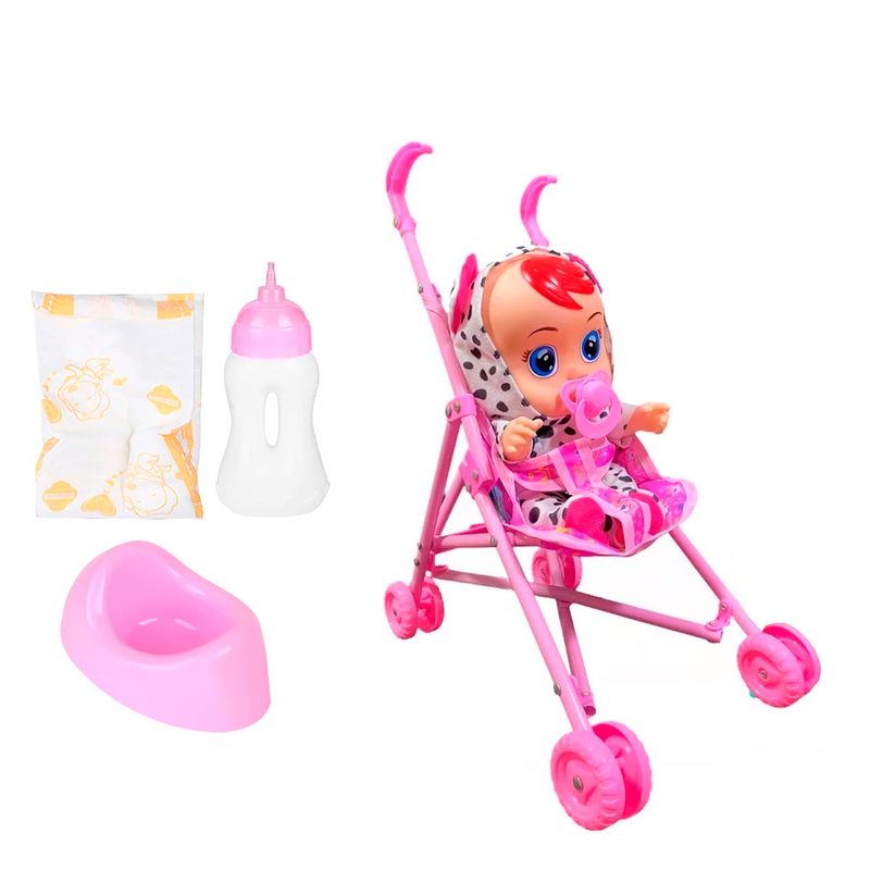 GENERICO - Muñeca Bebes Llorones Con Sonidos Coche Tetero Juguete Niñas
