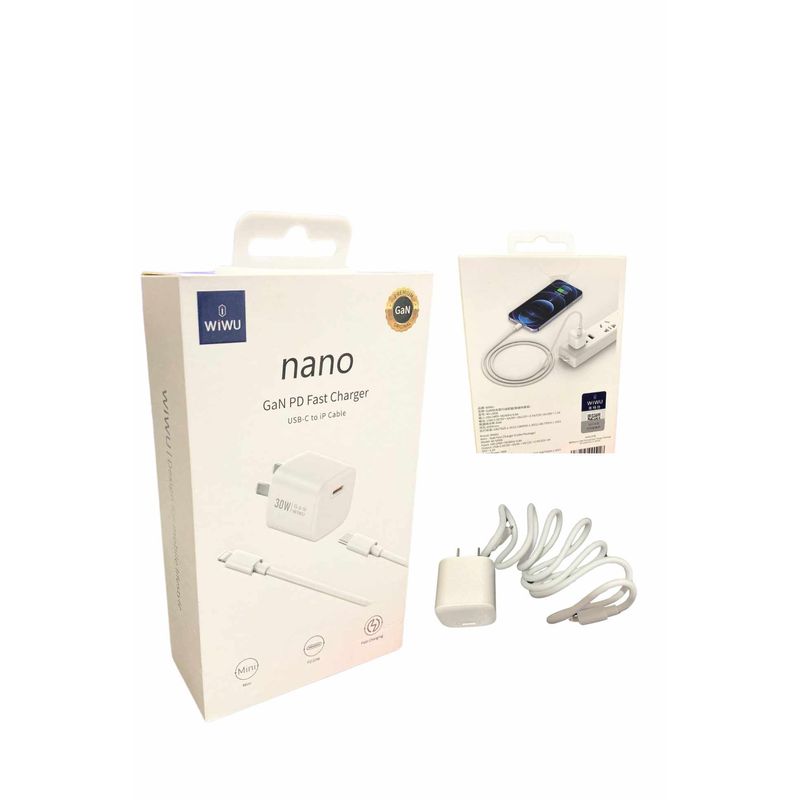 GENERICO - Nanocargador 30w Gan Pd Fast Charger Wiwu Para iPhone Y iPad
