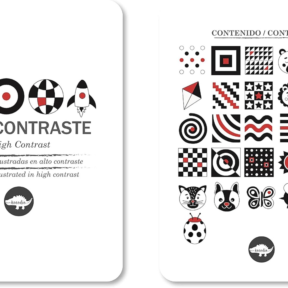 KOCODIO - Juego Estimulación Visual Flash Cards Alto Contraste Bebés
