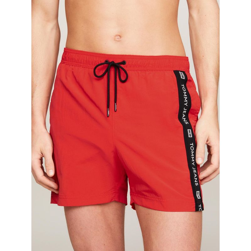 TOMMY HILFIGER - Pantaloneta De Baño Roja Con LogoTommy Hilfiger