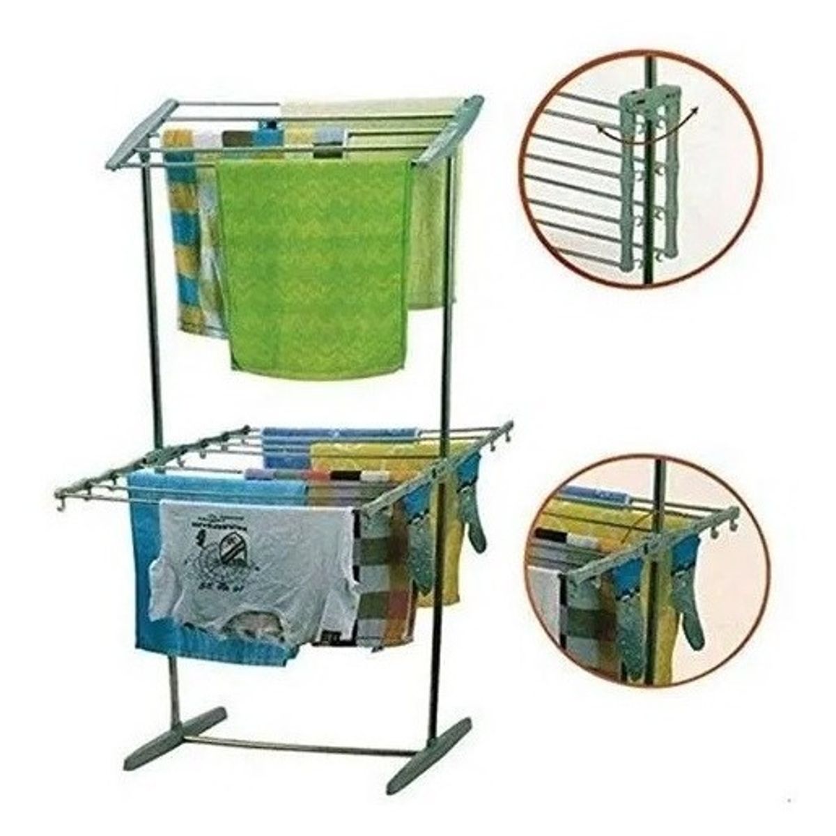 GENERICO - Tendedero De Ropa Plegable Móvil Multifuncional 2 Pisos