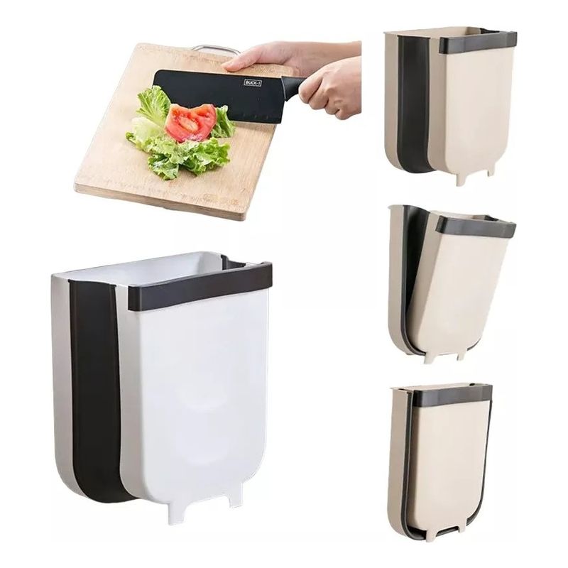 GENERICO - Basurero Cocina Plegable Colgante Papelera Multiusos Blanco