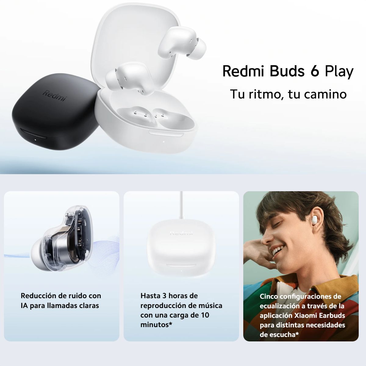 XIAOMI - Xiaomi Redmi Buds 6 Play Auriculares Táctil Manos Libres Wht