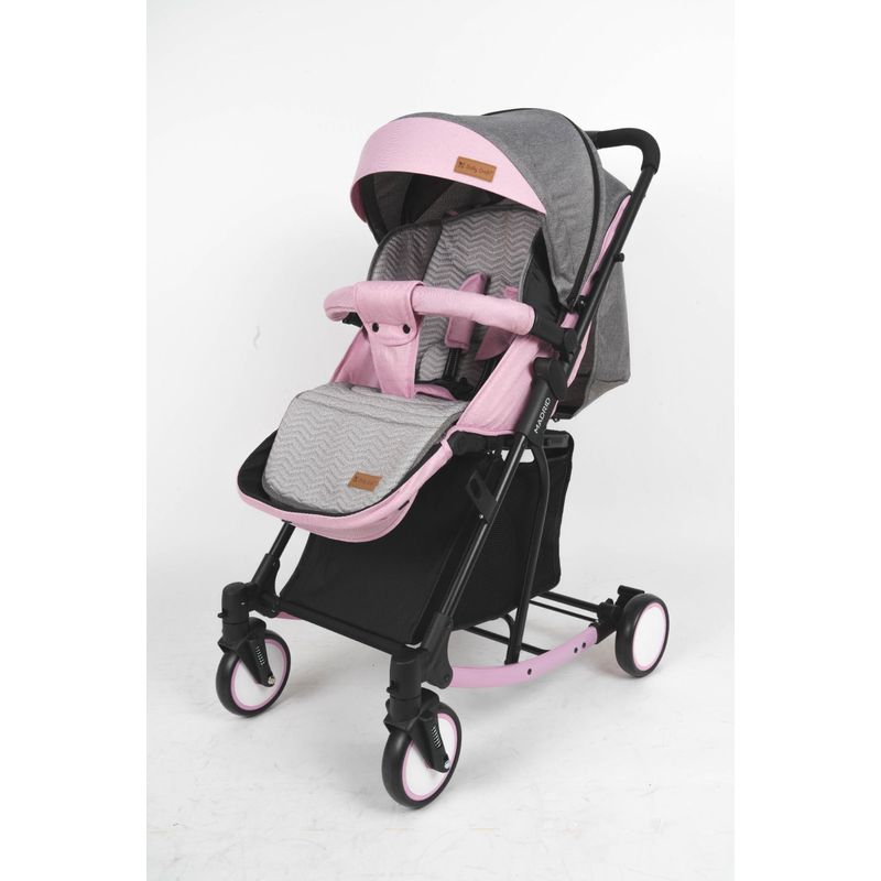 GENERICO - Coche Para Bebe Mecedora Capota Extraible GRIS ROSADO