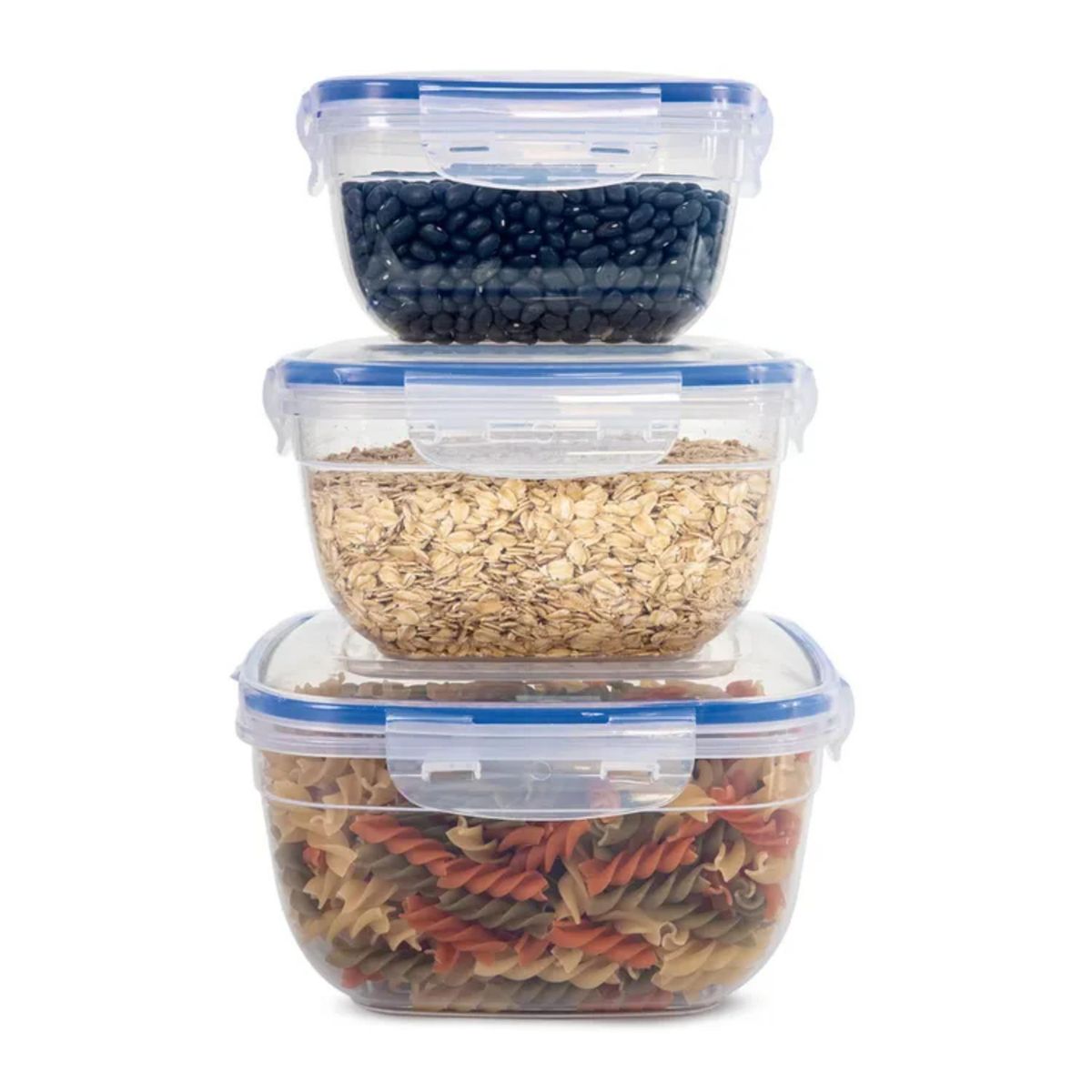 KALLEY - Set x3 Recipientes Herméticos KALLEY Cuadrados 500 ml-900 ml-1500 ml
