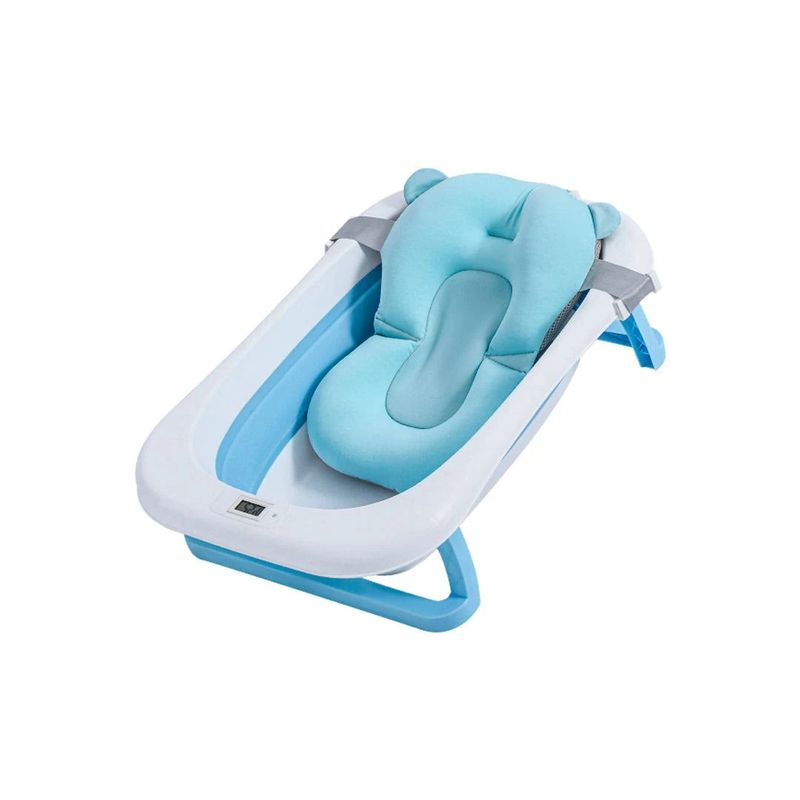 KIDSHOP - Bañera Plegable Bebé Con Termómetro Y Cojín Azul