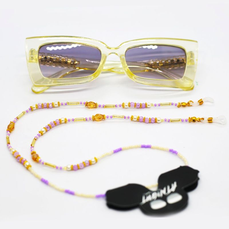 AT NIGHT SUNGLASSES - Cuelga Gafas At night Murano moradas y miel con perlas_.