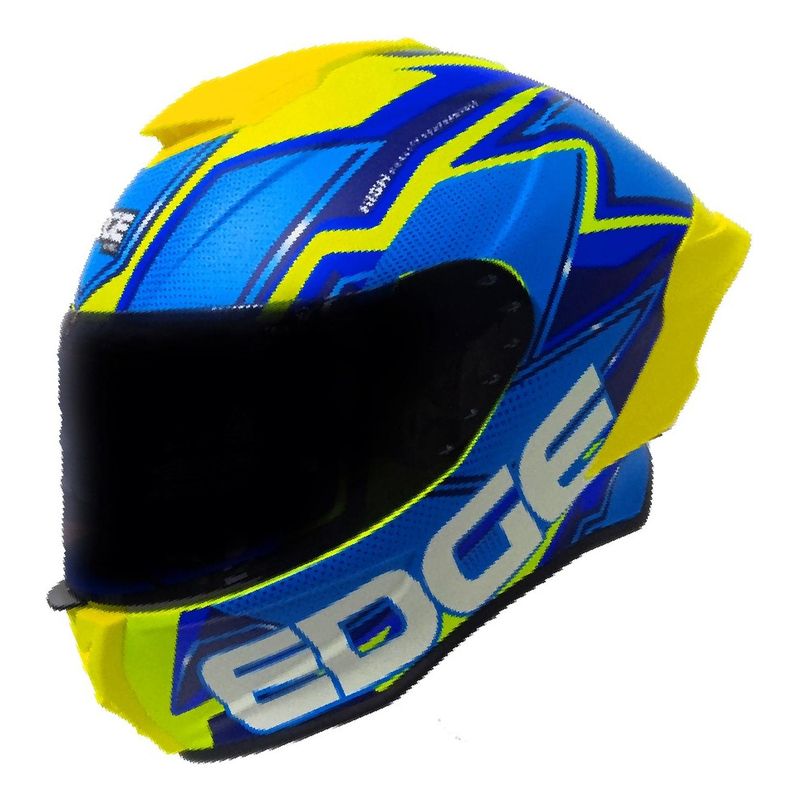 EDGE HELMETS - Casco Edge Integral Shanghai Quartz AmarilloAzul Brillante L - Amarillo - M