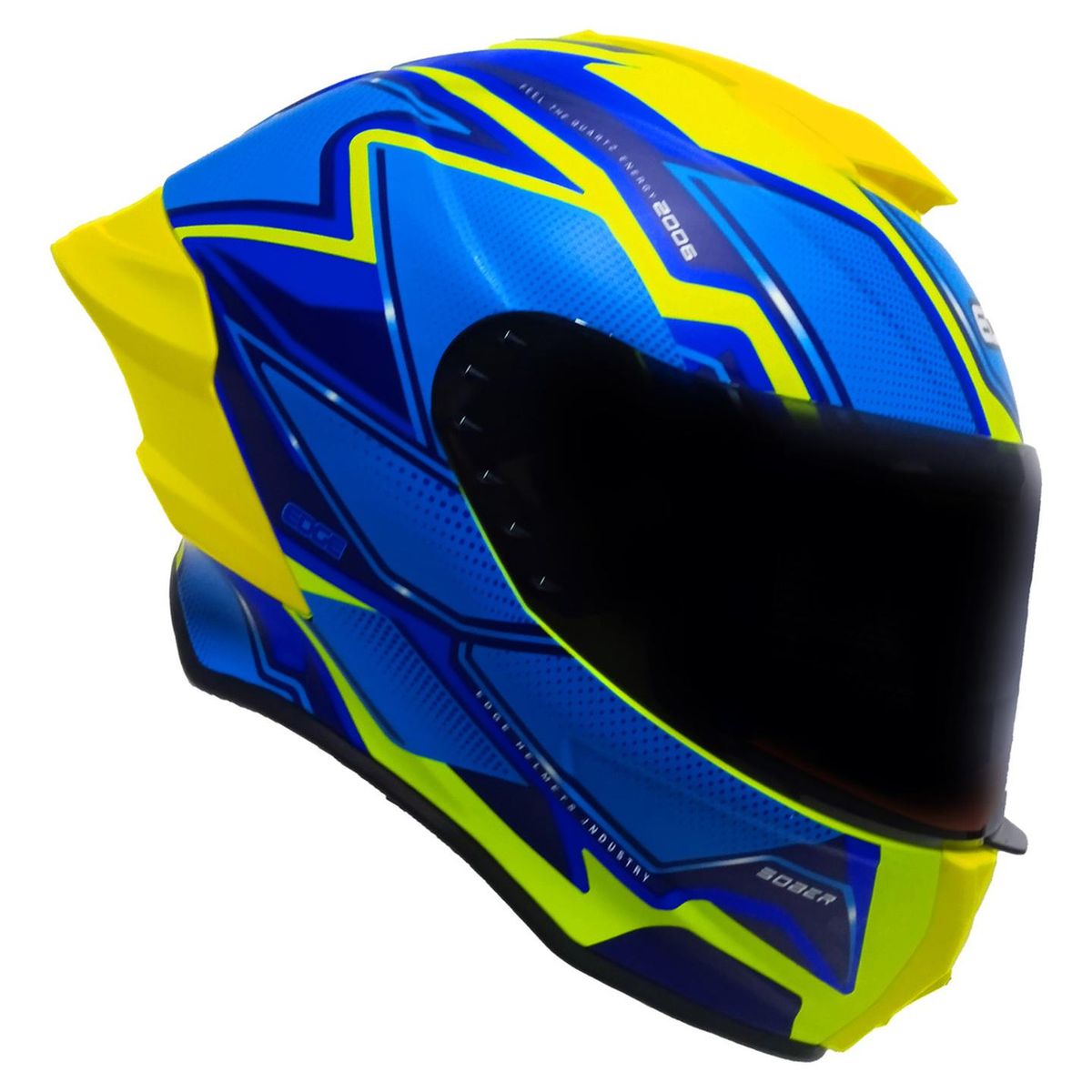 EDGE HELMETS - Casco Edge Integral Shanghai Quartz AmarilloAzul Brillante L - Amarillo - M