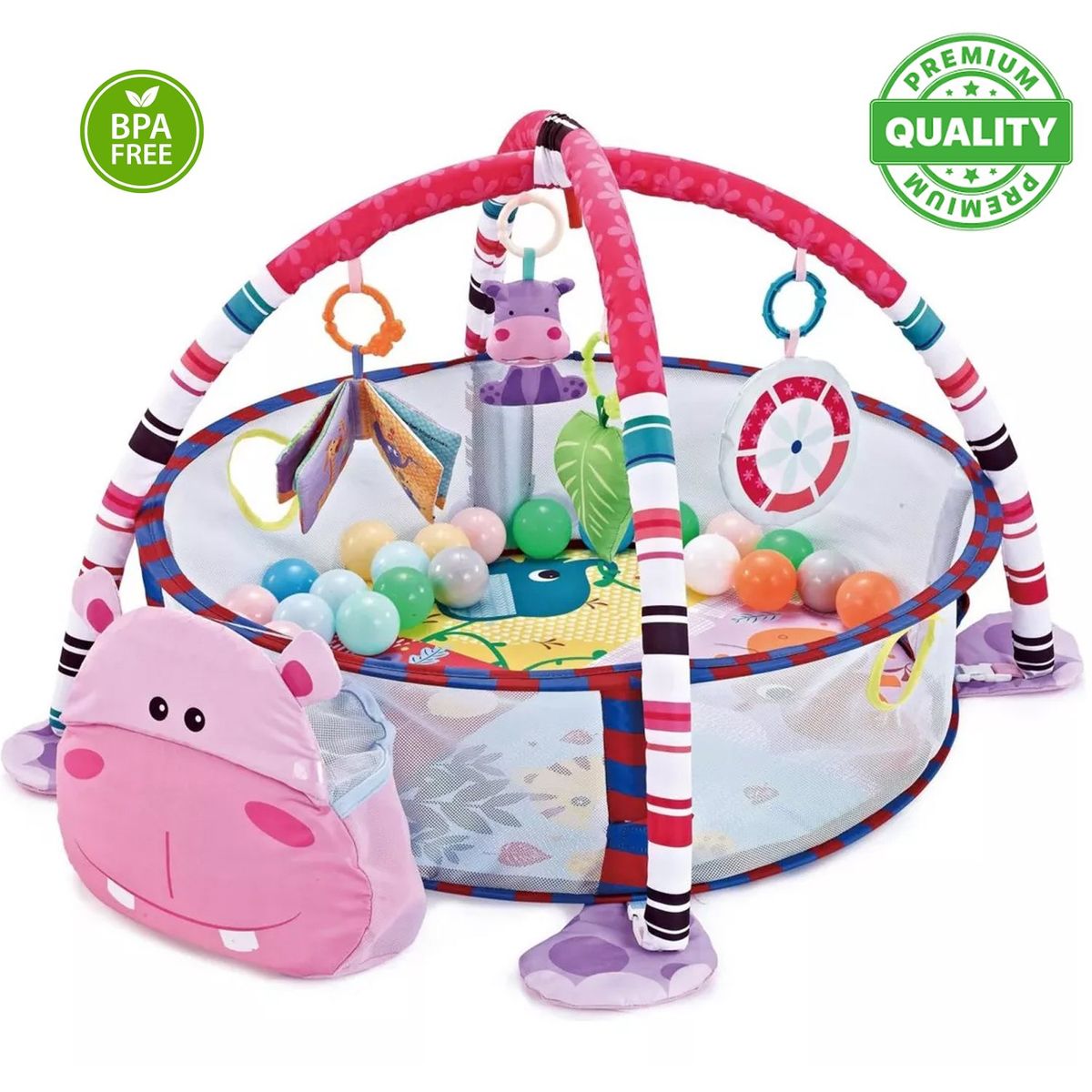 ONE PIXEL - Gimnasio Y Corral Para Bebe Hipopotamo Piscina De Pelotas