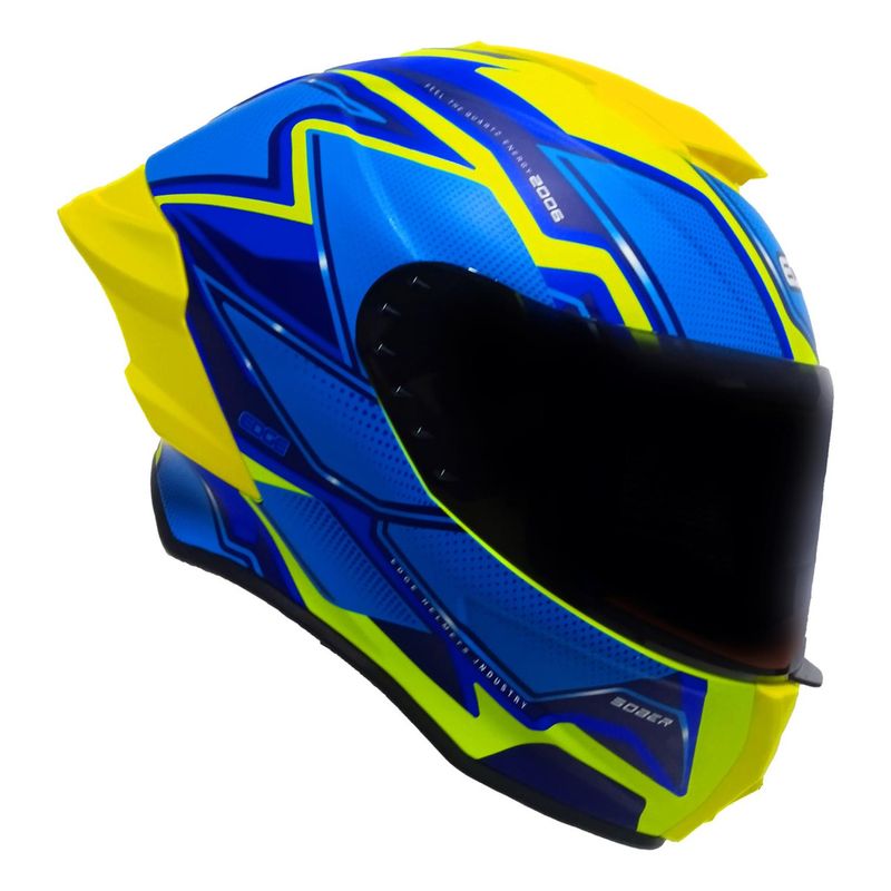EDGE HELMETS - Casco Edge Integral Shanghai Quartz Amarillo / Azul DOT I ECE - Amarillo - XL