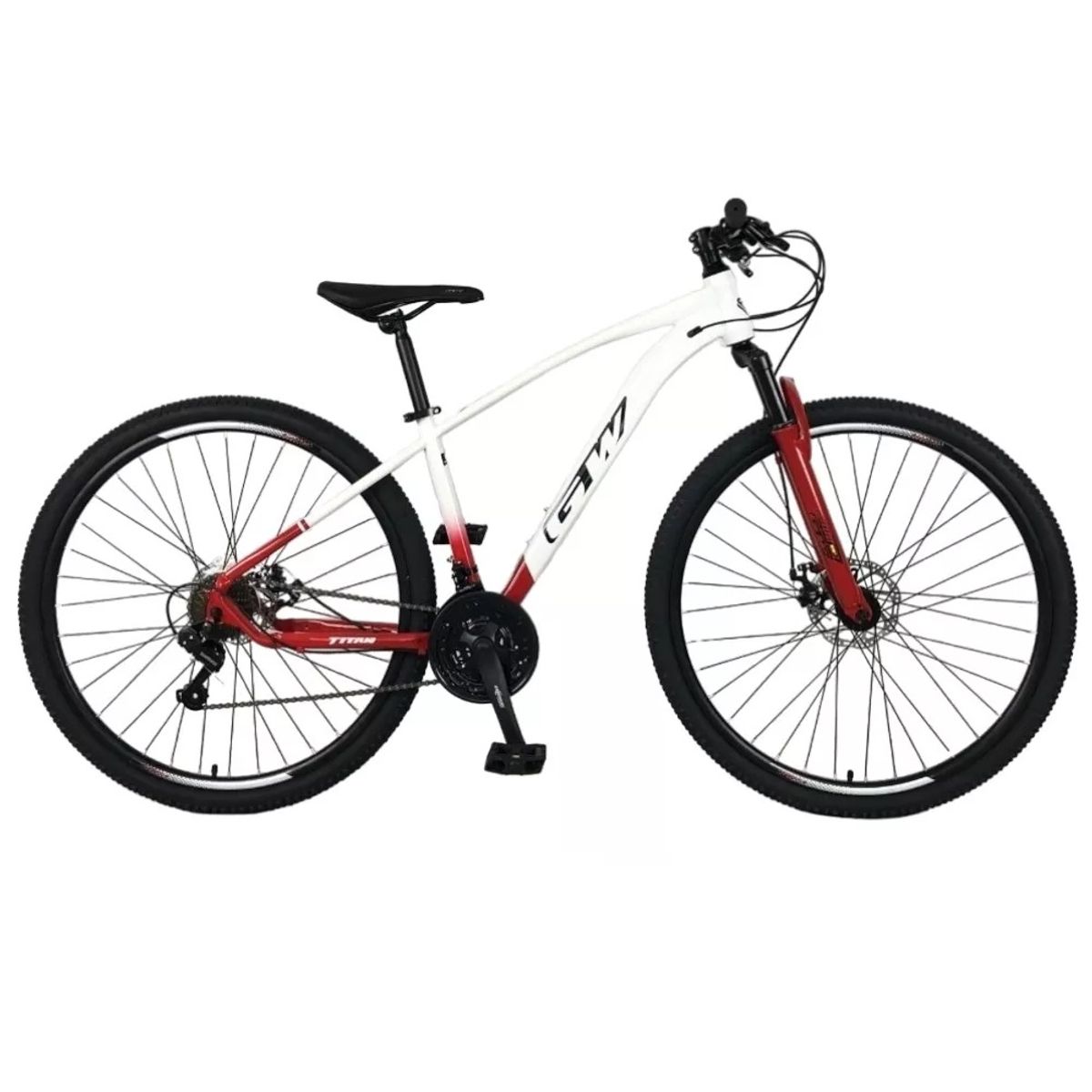 GW - Bicicleta de Montaña GW Titan 29 21V Blanco Rojo