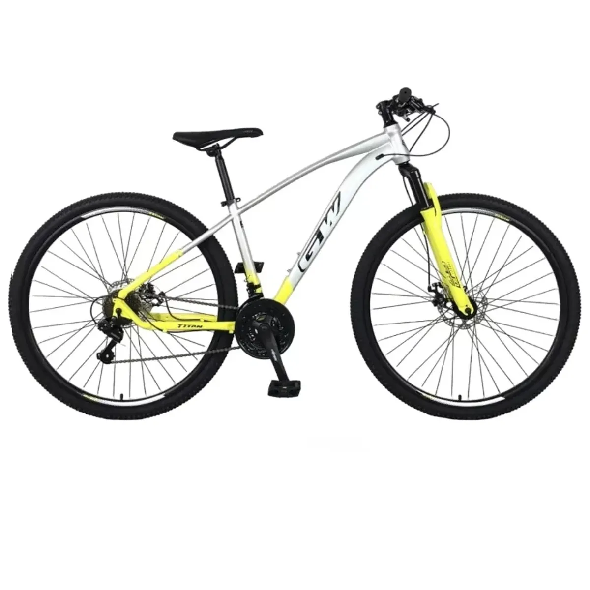 GW - Bicicleta de Montaña GW Titan 29 21V Plata Limón