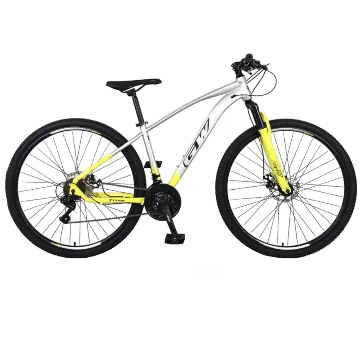 GW - Bicicleta de Montaña GW Titan 29 21V Plata Limón