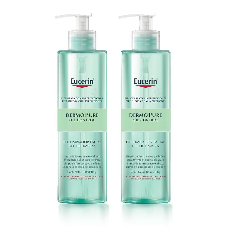 EUCERIN - Gel Limpiador Facial Eucerin Dermopure Oil Control 400ml X2