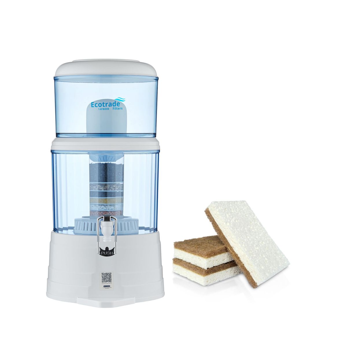 ECOTRADE - Filtro Purificador Agua 14 litros mas 3 Esponjas Ecotrade