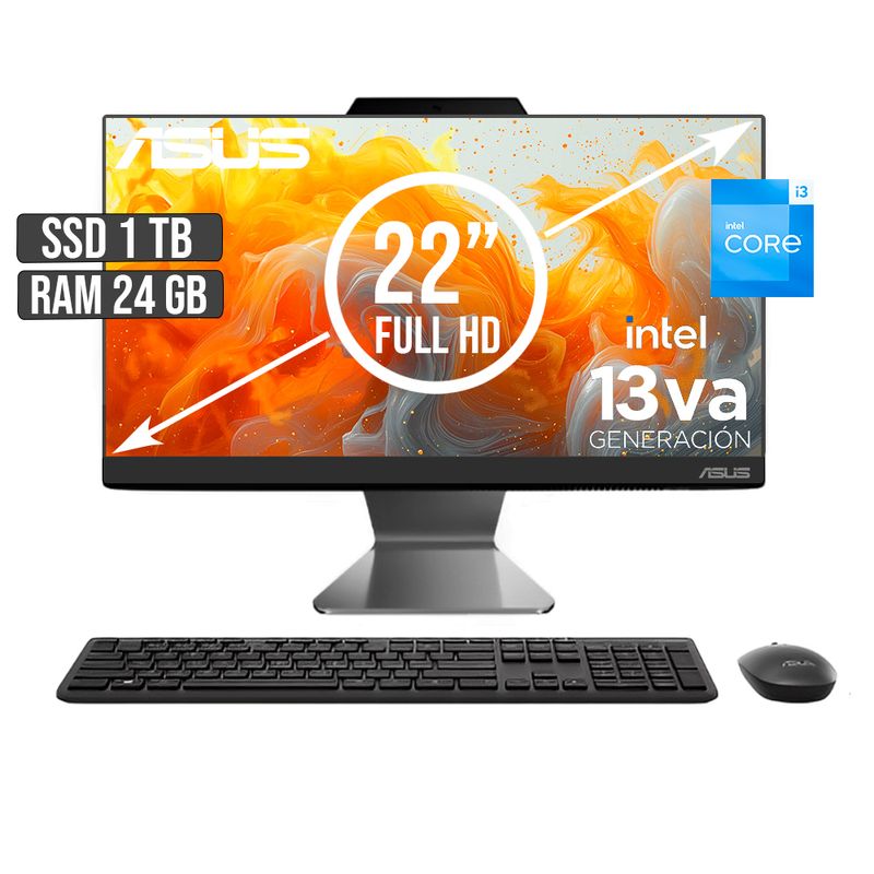 ASUS - TODO EN UNO ASUS INTEL CORE I3-1315U SSD 1TB RAM 24GB LED 22 FULL HD