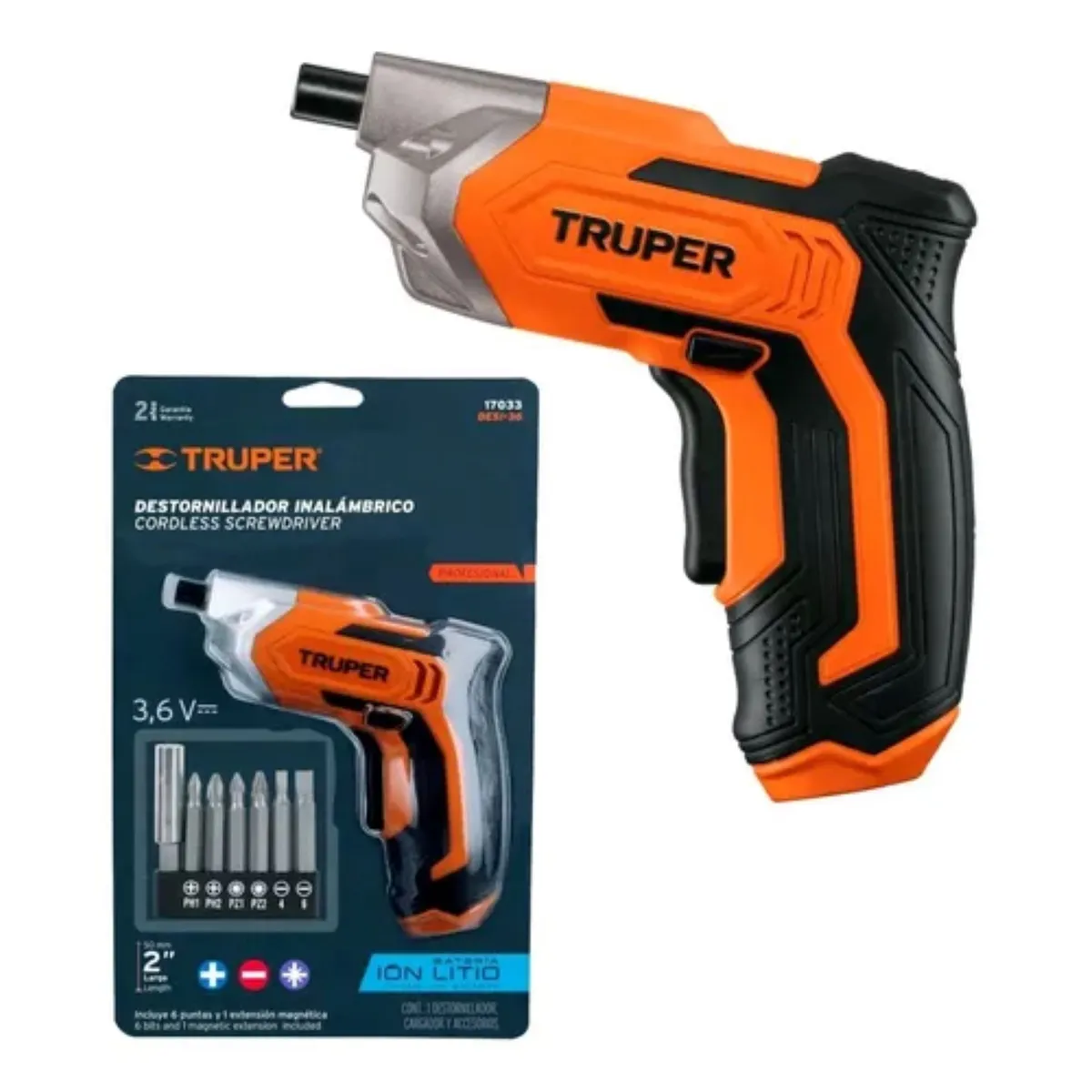 TRUPER - Destornillador -atornillador Inalámbrico Batería 36v Truper