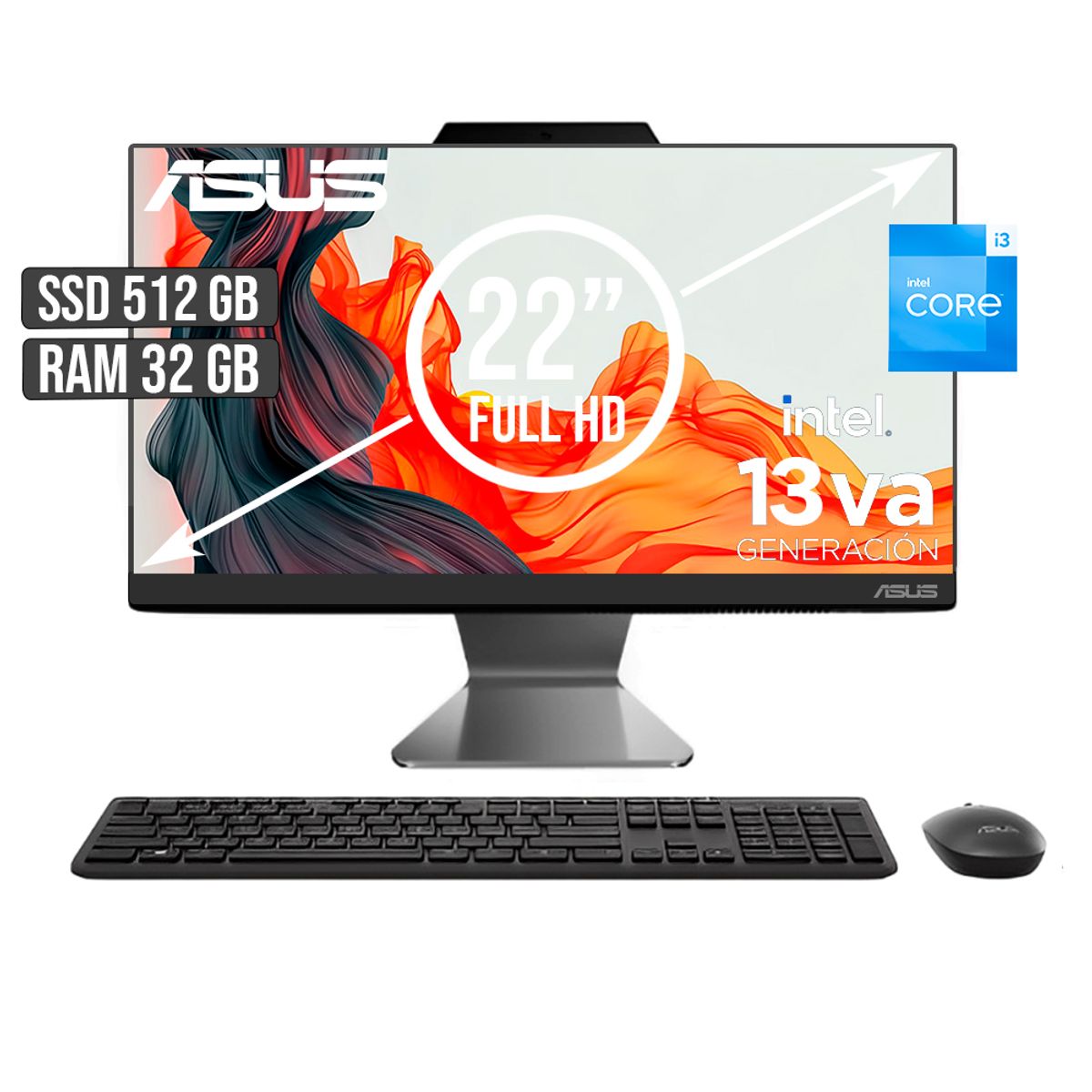 ASUS - TODO EN UNO ASUS INTEL CORE I3-1315U SSD 512GB RAM 32GB LED 22 FULL HD