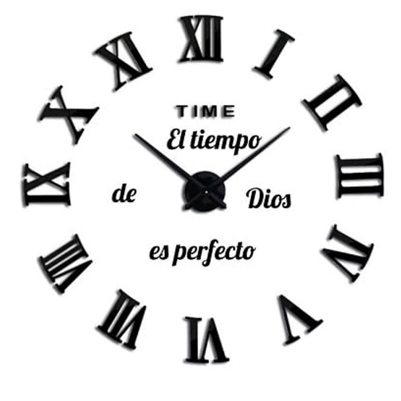 GENERICO - RELOJ DE PARED GRANDE + FRASE EN VINILO COLOR NEGRO