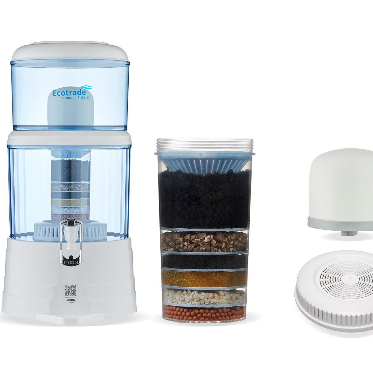 ECOTRADE - Filtro Purificador Agua 14 Litros mas Kit 3 Repuestos Ecotrade