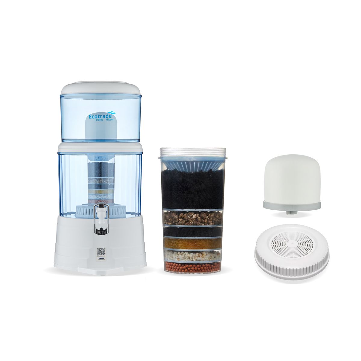ECOTRADE - Filtro Purificador Agua 14 Litros mas Kit 3 Repuestos Ecotrade