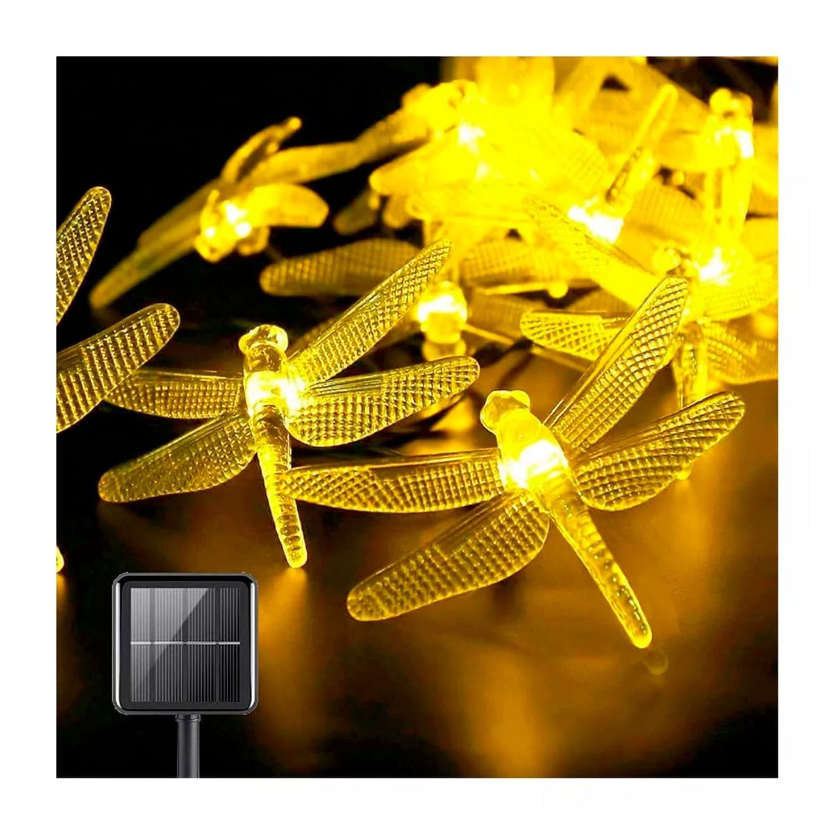 GENERICO - Lineal De Panel Solar Libélulas 50 Led 7,5mt Luces Navideñas