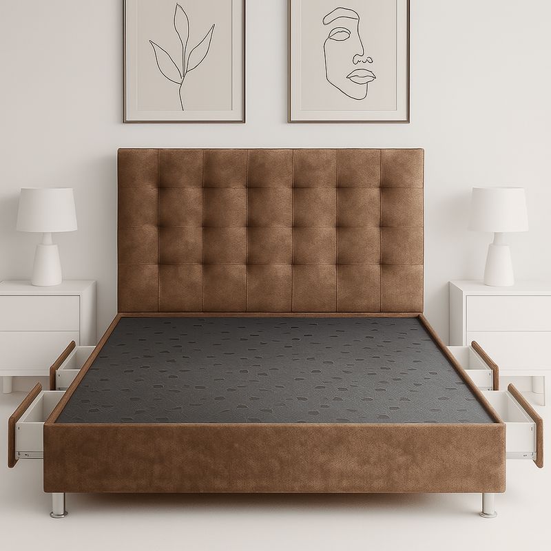 ESTILO Y CONFORT - Basecama con 4 cajones y Cabecero Deco 160 Café