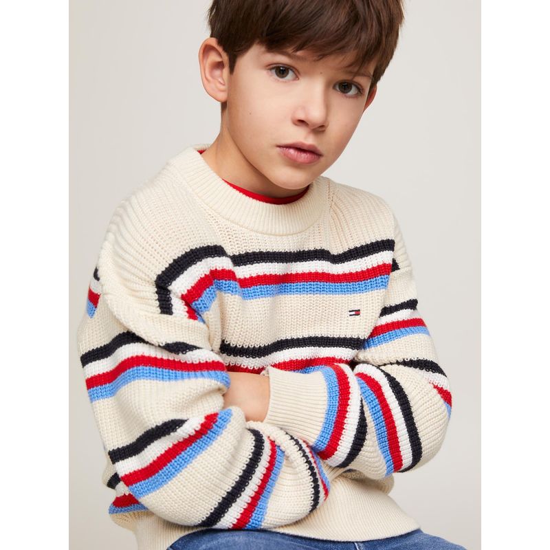 TOMMY HILFIGER - Saco Beige tejido de rayas Para Niño Tommy Hilfiger