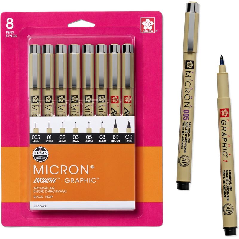 SAKURA - Sakura Pigma juego de pluma de tinta Micron en blíster 8 Und