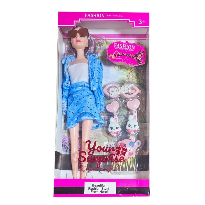 GENERICO - Muñeca Vestido Conejo Accesorios Gafa Gancho Juguete Niñas