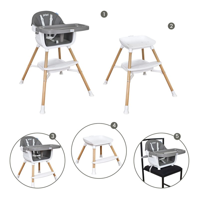 PRIORI - Silla Comedor Bebe 5 en 1  Executive Priori Gris
