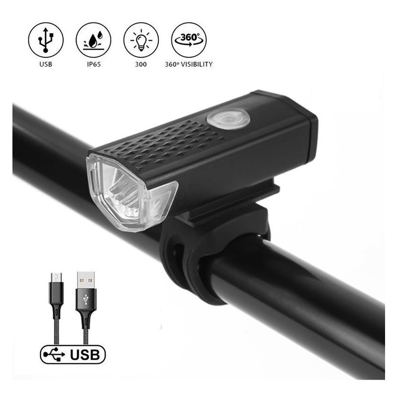 SEISA - Luz Led Delantera 300 Lúmenes Para Bicicleta Recargable Usb