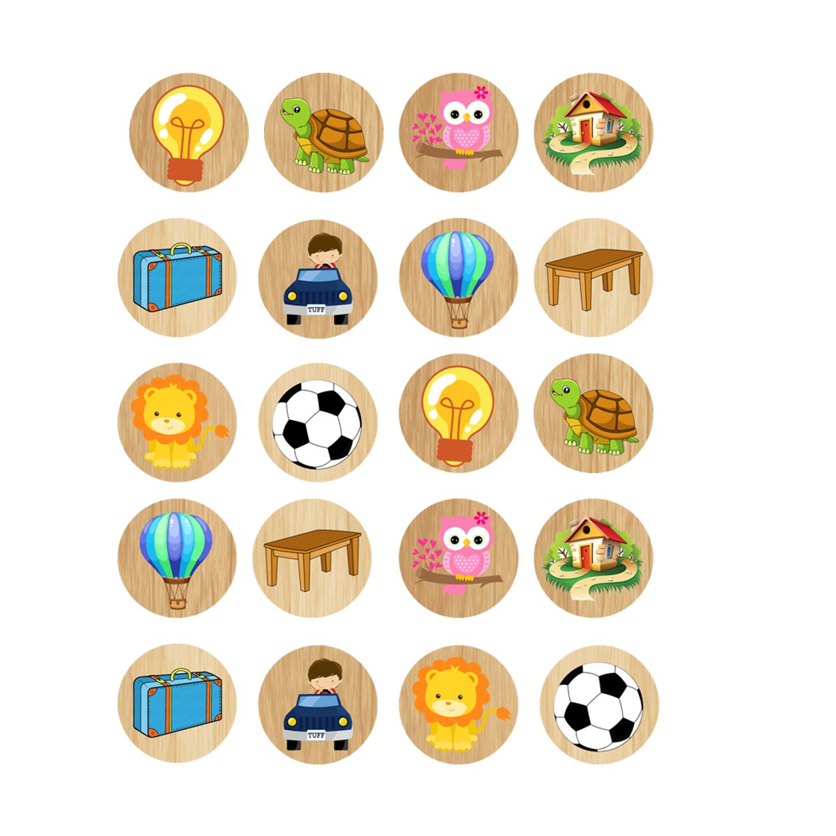 GENERICO - Juego De Memoria Encontrar Parejas En MDF Diseño 2