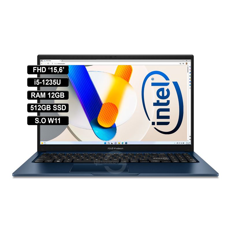 ASUS - Portátil ASUS FHD 156 Intel i5-1235U RAM 12GB 512GB SSD Azul