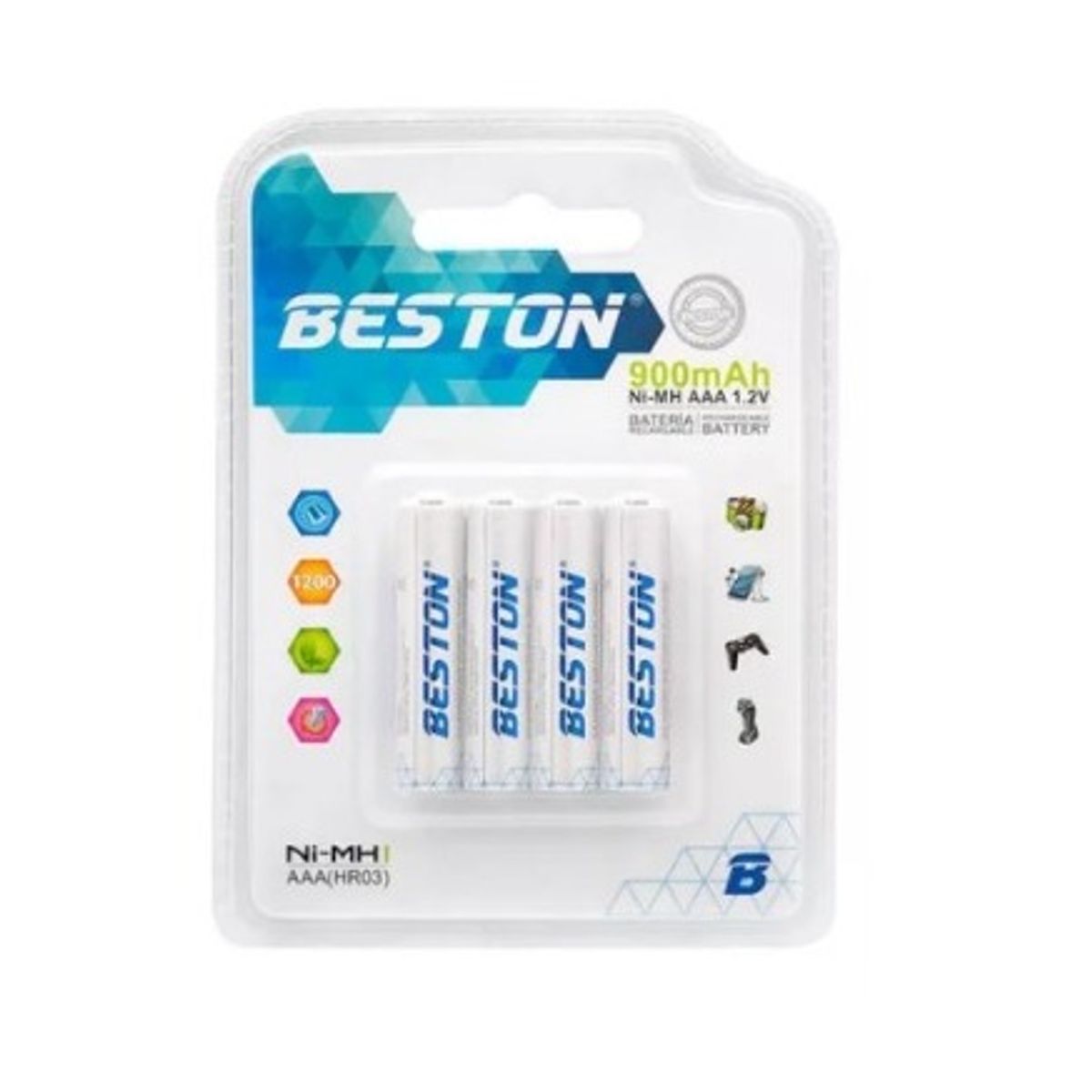 BESTON - 4 Pilas Baterías Beston Aaa Recargable 900 Mah Ni-mh 1.2v
