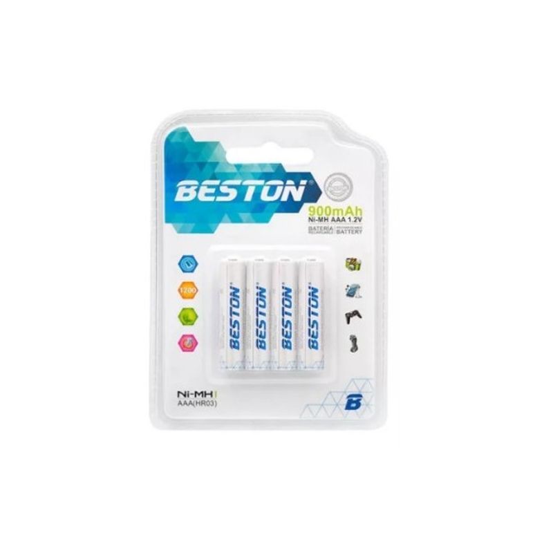 BESTON - 4 Pilas Baterías Beston Aaa Recargable 900 Mah Ni-mh 1.2v