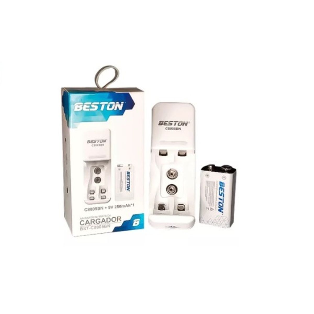 BESTON - Cargador Beston C-818 2 Ptos + Pila Cuadrada 9v Recargable