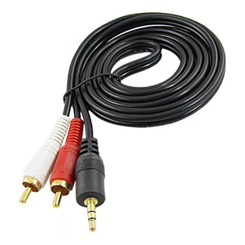 SEISA - Cable Auxiliar De Audio Estéreo 2x1 Rca A Jack 3.5 De 3.0 Mt