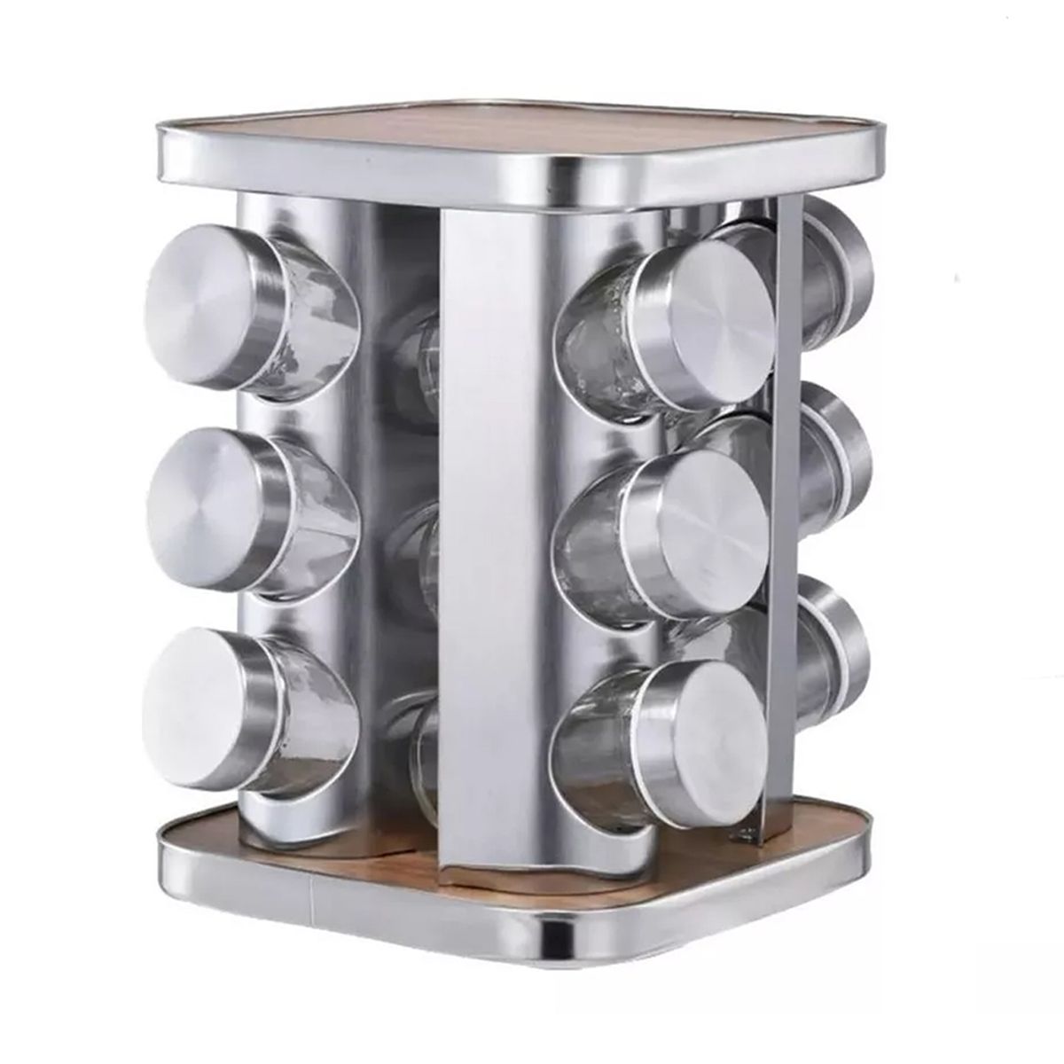 ONE PIXEL - Especiero Cocina 12 Condimentos Giratorio Vidrio Acero Inoxidable