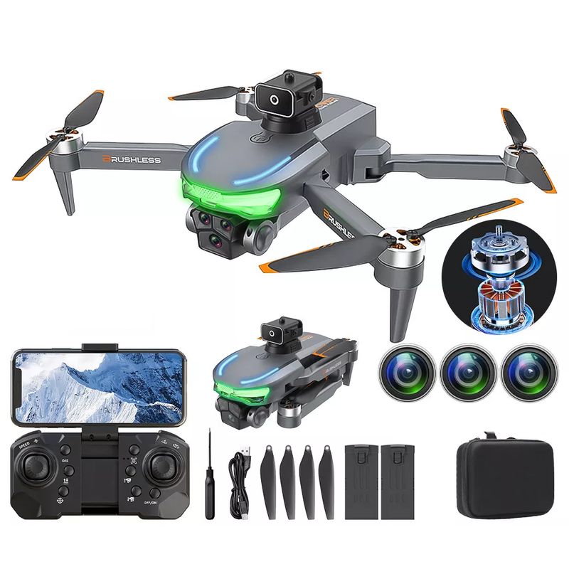 GENERICO - Drone Plegable 3 Cámaras Hd Sensor Obstáculos Brushless A17