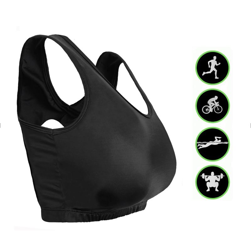SPORT - Lycra Elástica Para Mujer Top Deportivo Negro Ajustada.