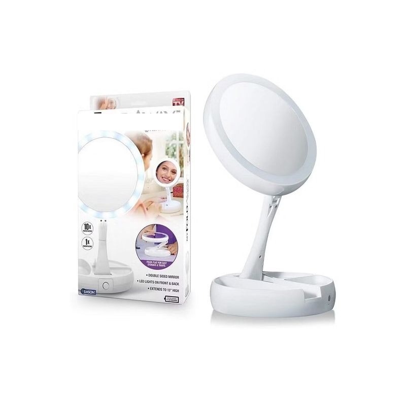 GENERICO - Espejo Doble Plegable Con Luz Led