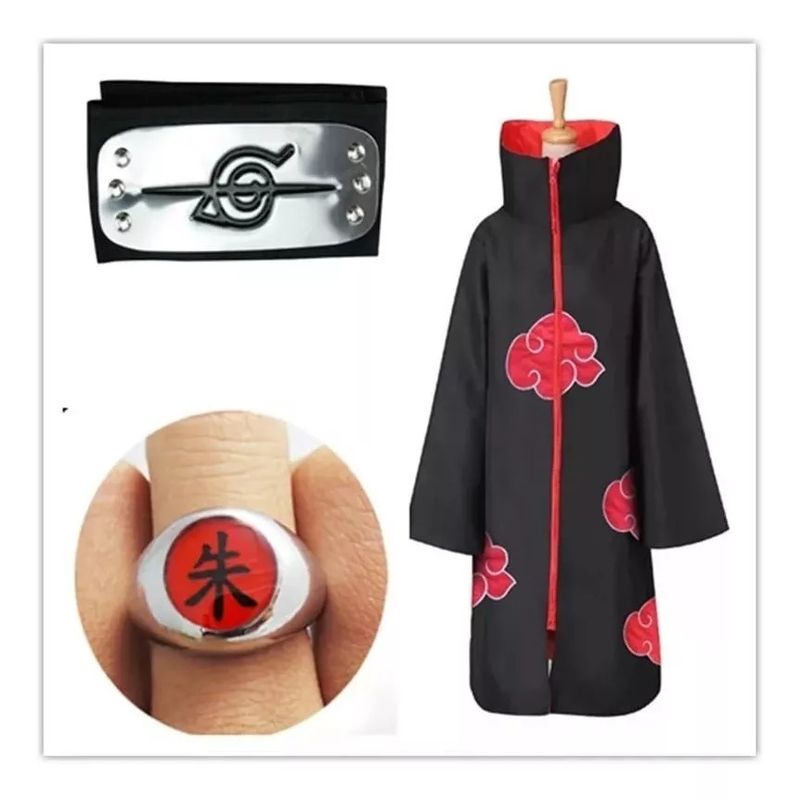 NACIONAL - Set Capa Traje Disfraz  Akatsuki Itachi Naruto TALLA 14/16