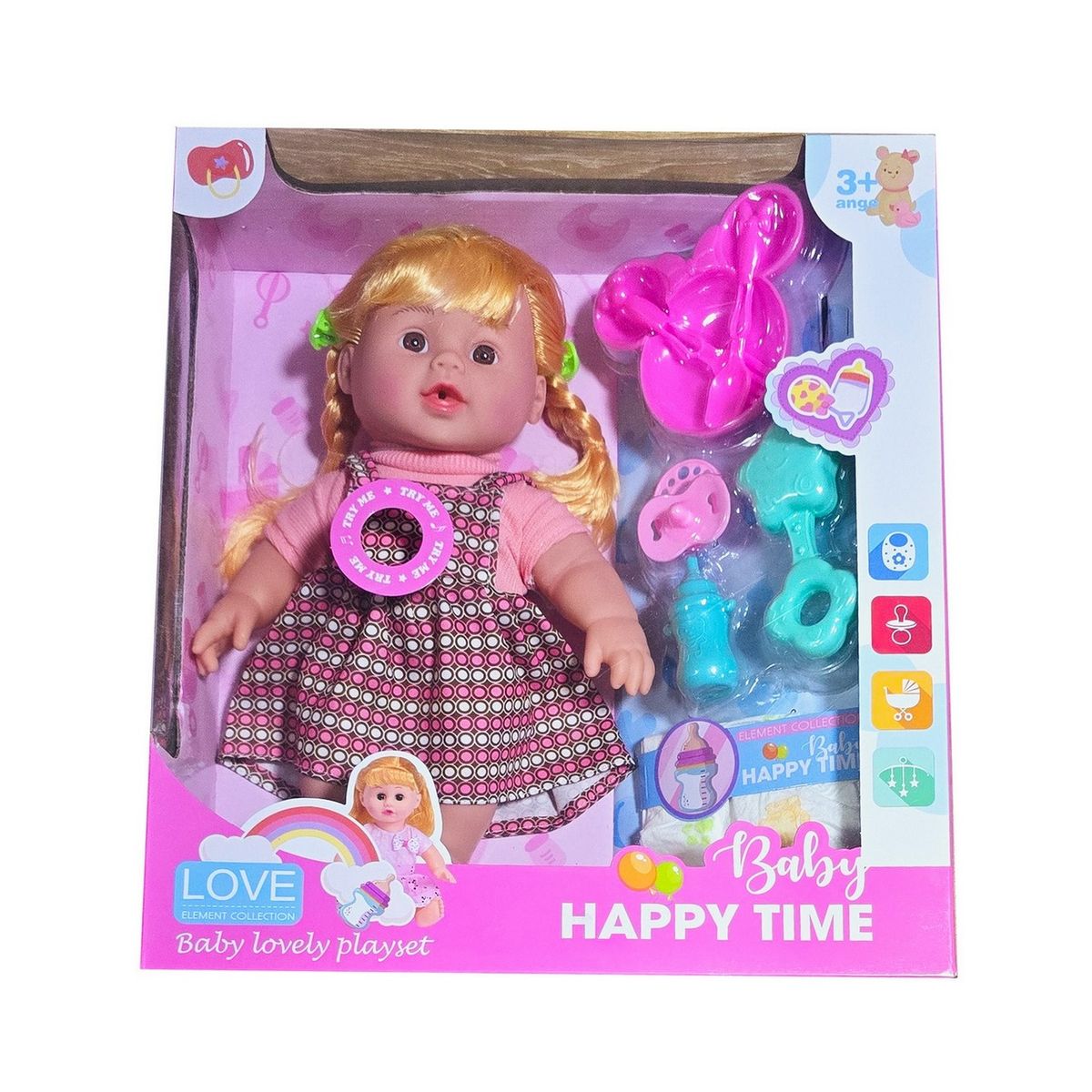 GENERICO - Muñeca Vestido Pañal Chupo Utencilios Comida Juguete Niñas